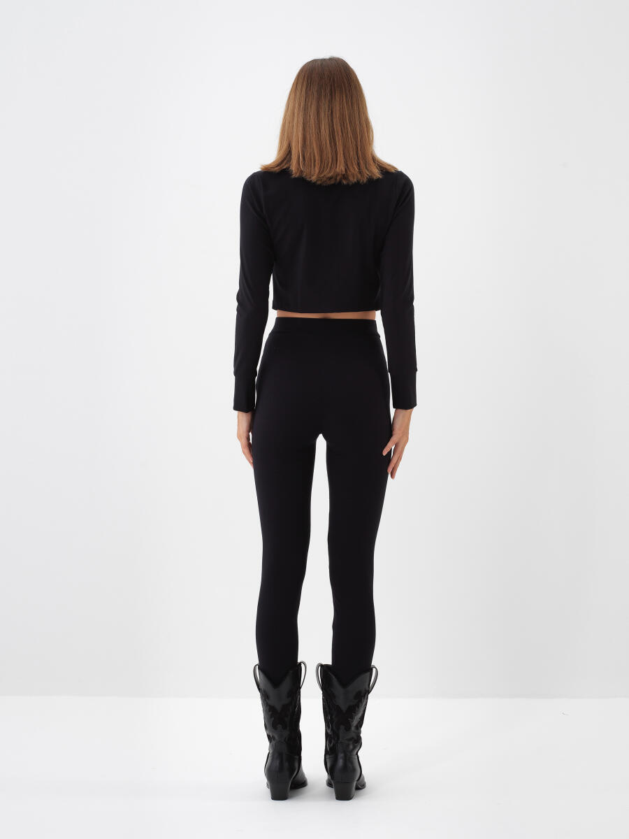 Siyah Esnek Dokulu Slim Fit Sweatmont - 5