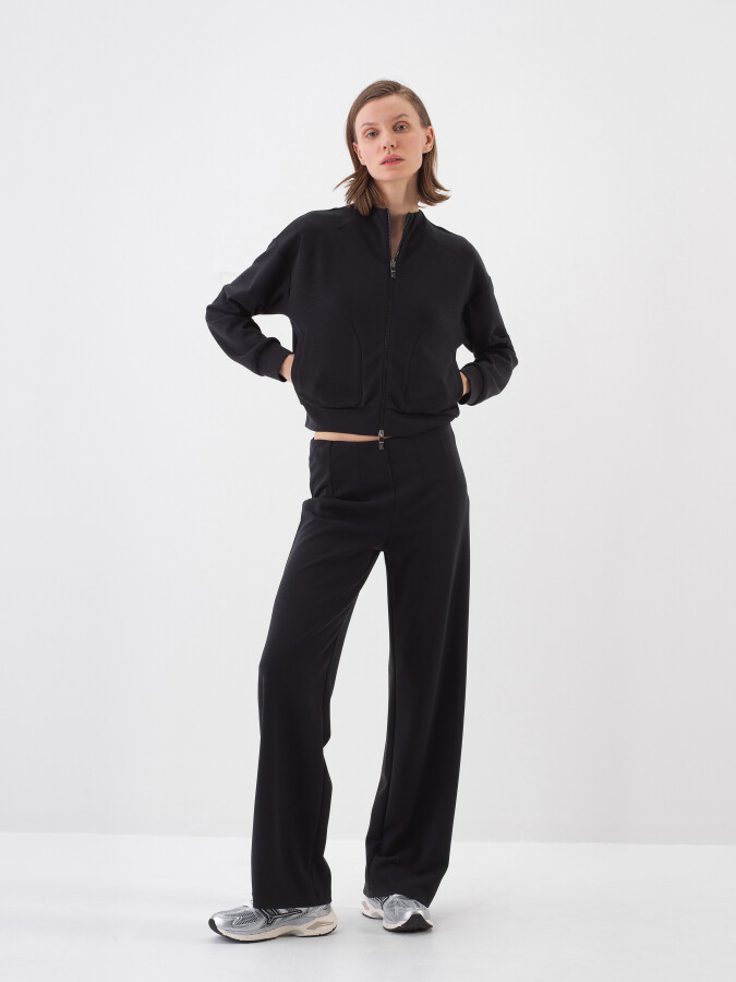 Siyah Modal Karışımlı Oversize Sweat Mont - 2