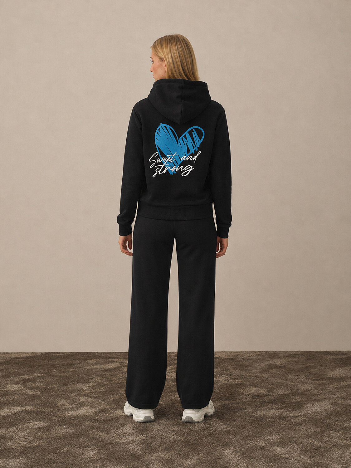 Siyah Oversize Kapüşonlu Pamuklu Sweat Mont - 4