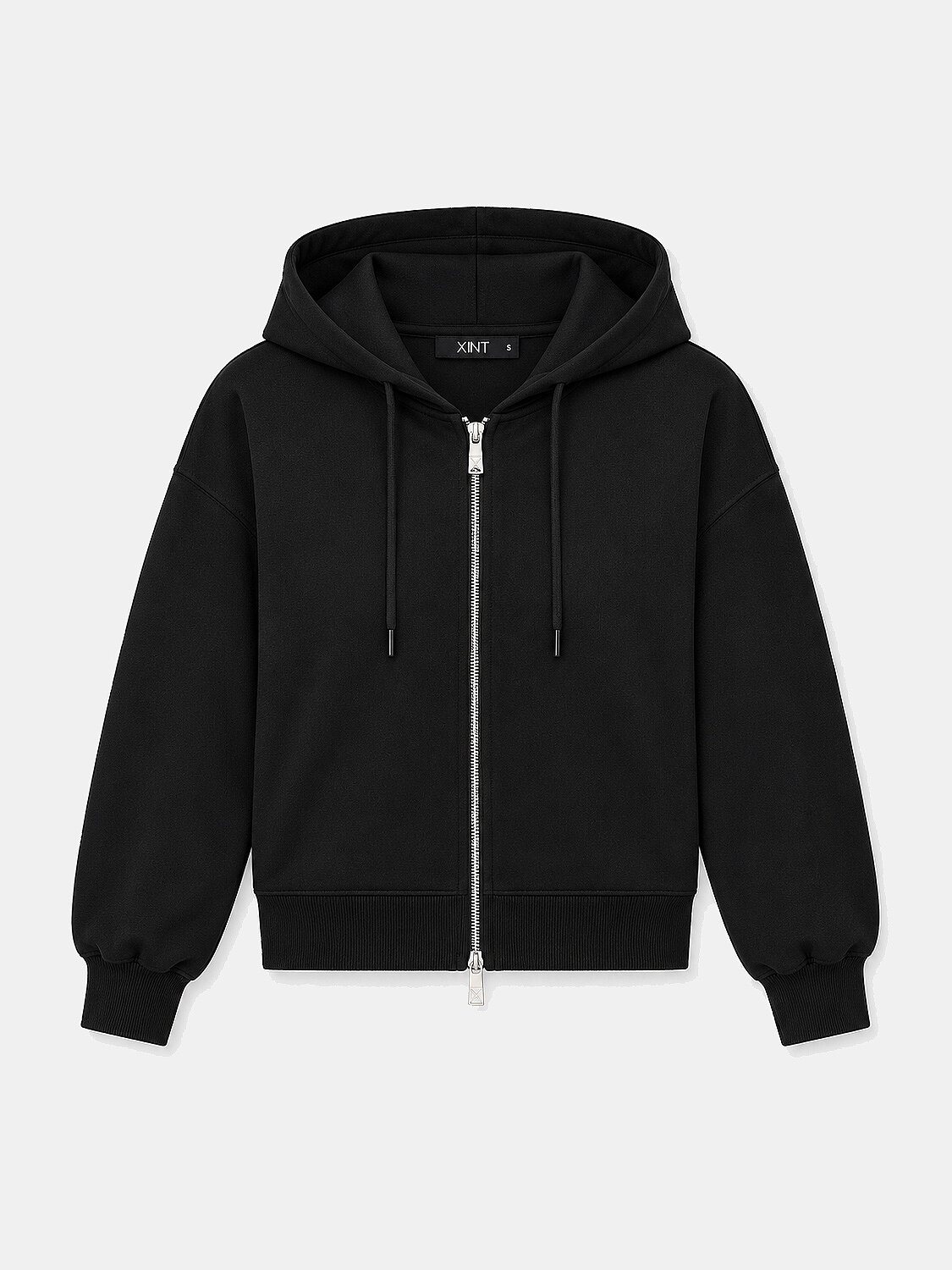 Siyah Oversize Kapüşonlu Pamuklu Sweat Mont
