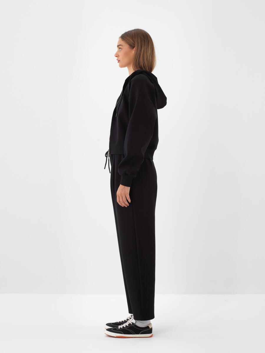 Siyah Pamuk Dokulu Oversize Sweatmont - 3