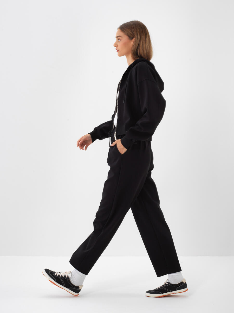 Siyah Pamuk Dokulu Oversize Sweatmont - 3