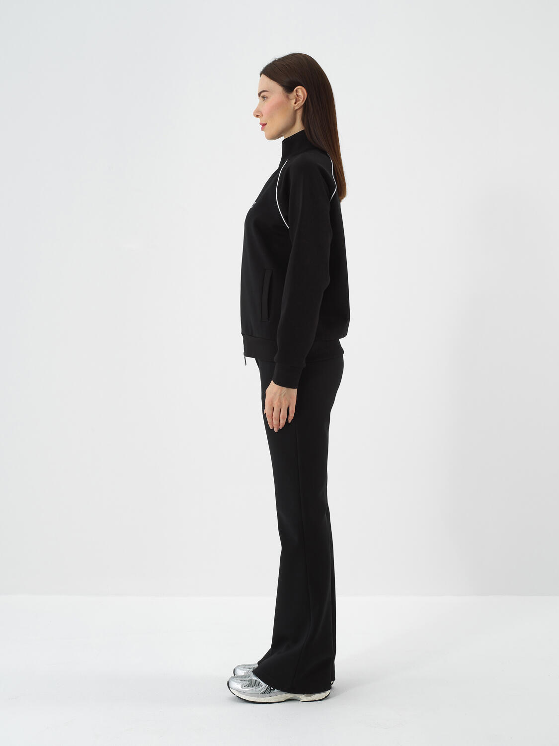 Siyah Pamuk Dokulu Regular Fit Sweatmont - 3