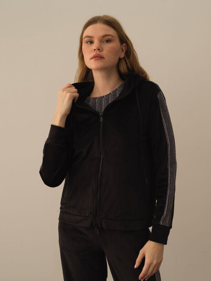 Xint Toptan Siyah Esnek Dokulu Regular Fit Sweatmont