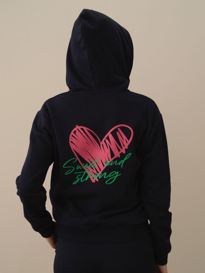 Xint Toptan Lacivert Pamuk Dokulu Oversize Sweatmont