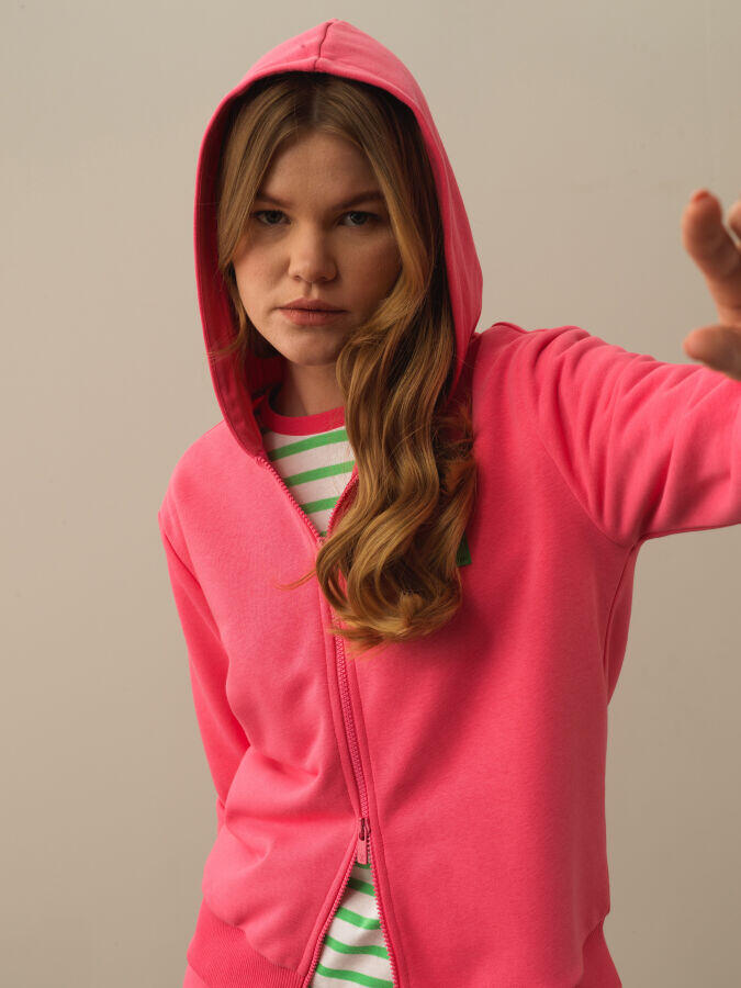 Xint Toptan Pembe Pamuk Dokulu Oversize Sweatmont