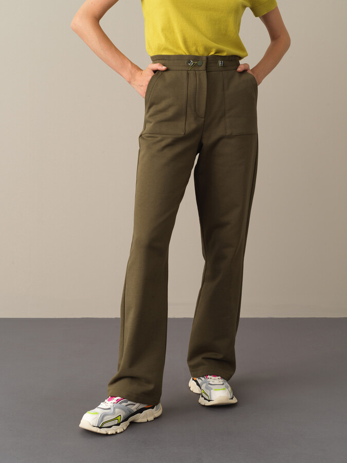 Haki Pamuk Dokulu Oversize Sweat Pantolon - Xint