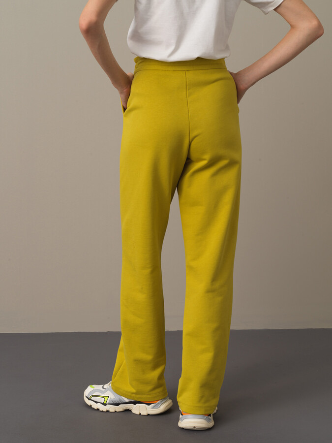 Sarı Pamuk Dokulu Oversize Sweat Pantolon - Xint