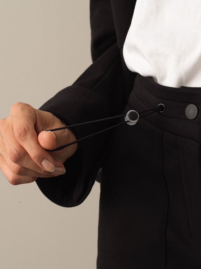 Siyah Pamuk Dokulu Oversize Sweat Pantolon - Xint