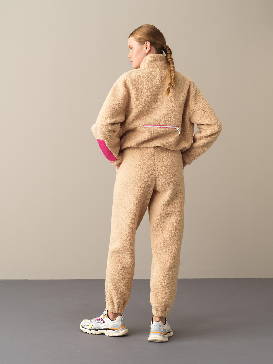 Bej Pamuk Dokulu Polar Sweat Pantolon - 4