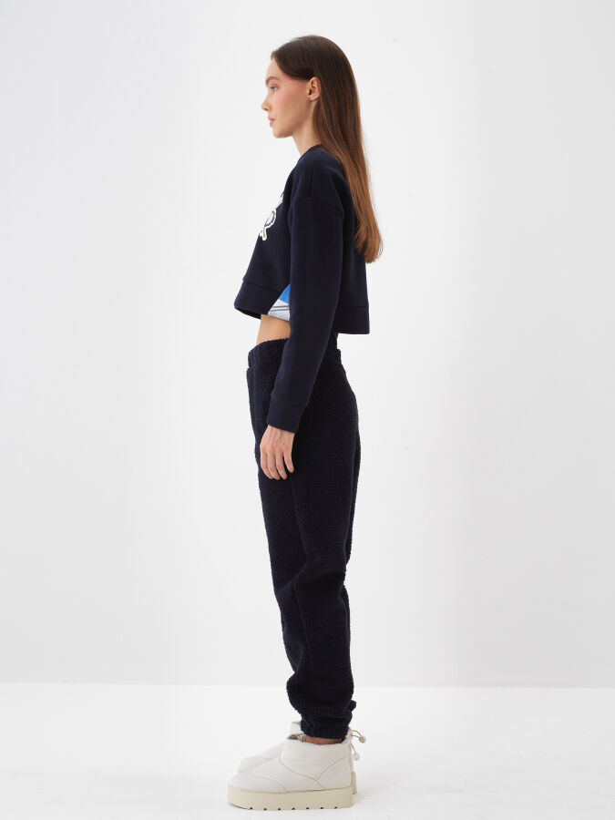 Lacivert Oversize Sweat Pantolon - 3