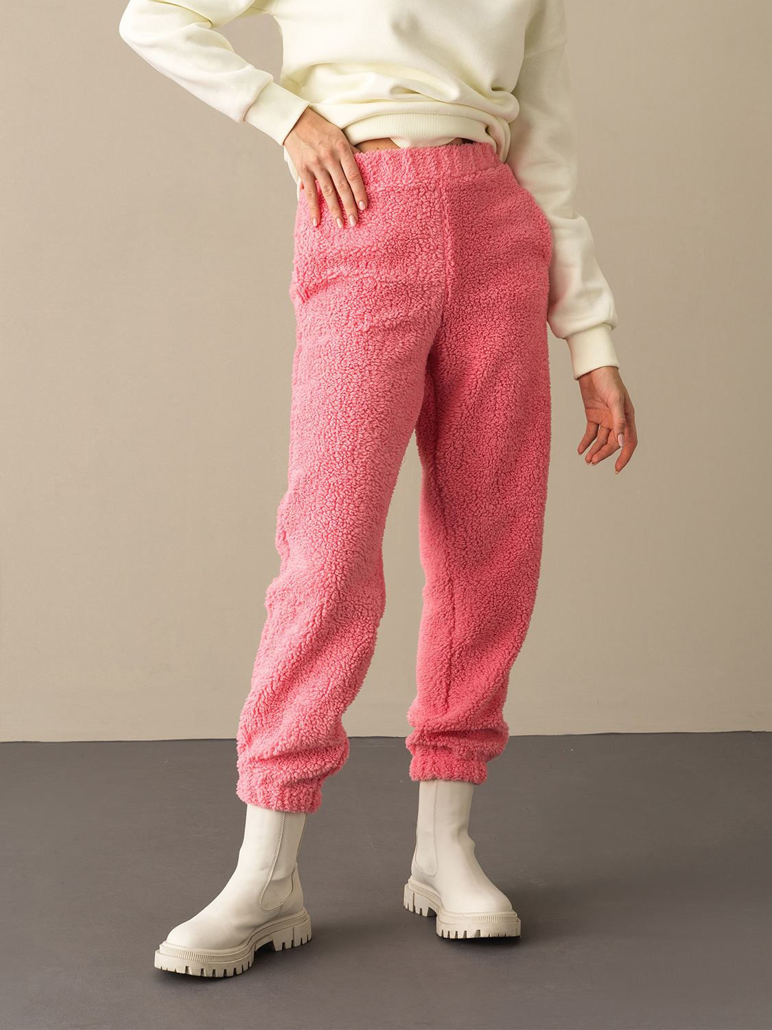 Pembe Pamuk Dokulu Polar Sweat Pantolon