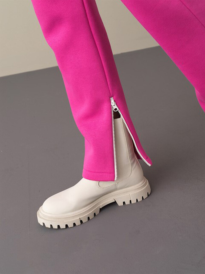 Fuşya Pamuk Dokulu Kargo Cep Sweat Pantolon  - 3