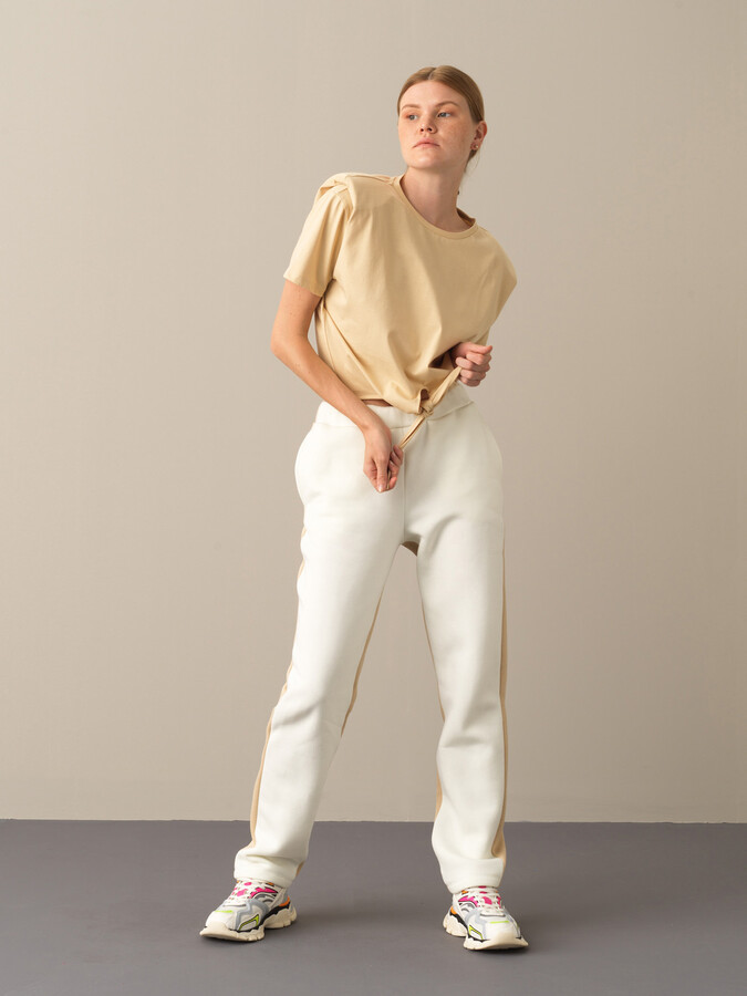 Ekru Regular Fit Pamuklu Sweat Pantolon - 2