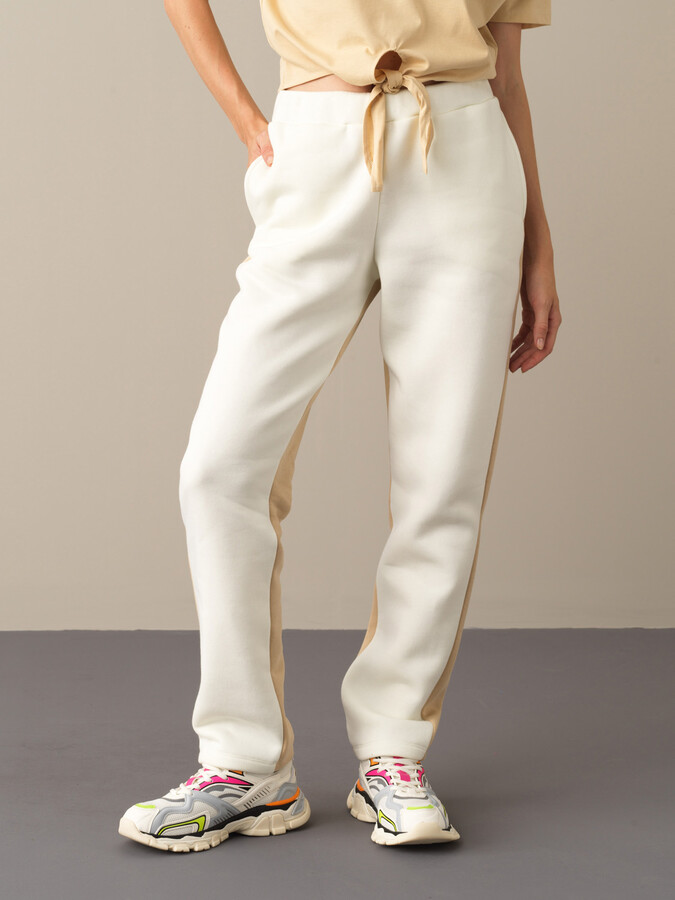 Ekru Regular Fit Pamuklu Sweat Pantolon - 1