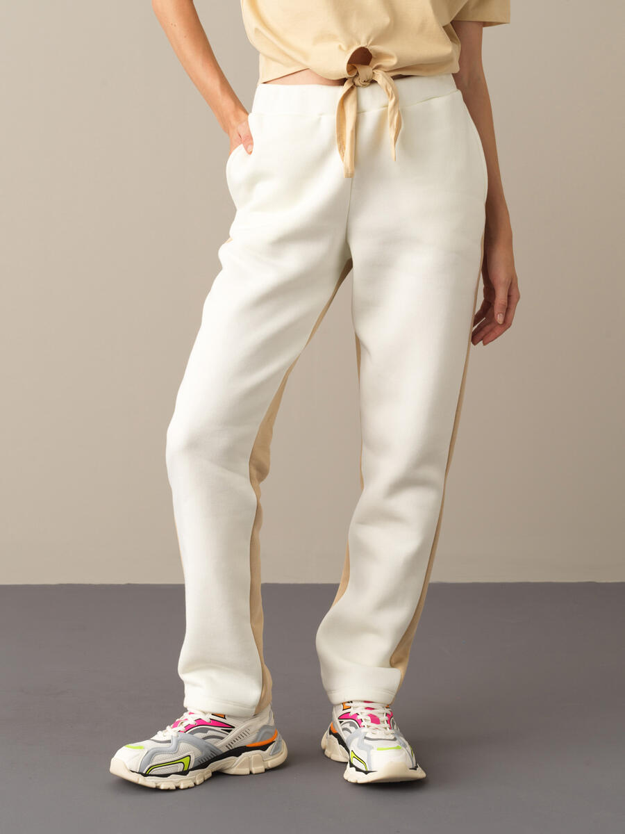 Ekru Pamuk Dokulu Regular Fit Sweat Pantolon - 1