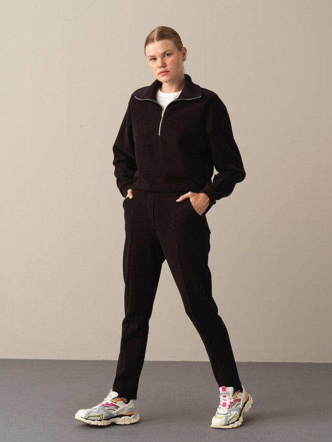 Siyah Regular Fit Pamuklu Sweat Pantolon - 2