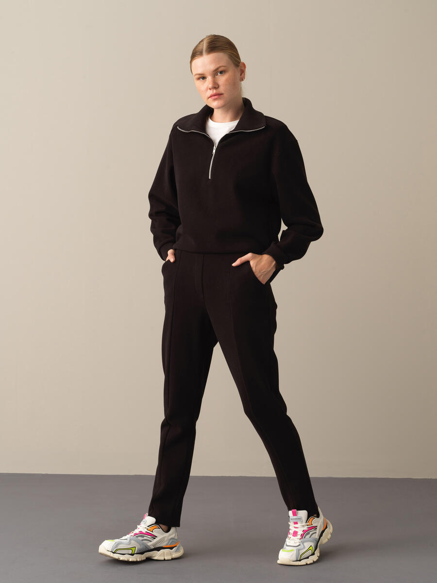 Siyah Regular Fit Pamuklu Sweat Pantolon - 2