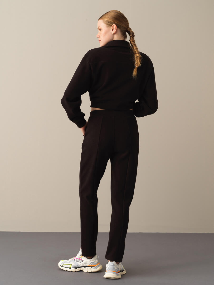 Siyah Regular Fit Pamuklu Sweat Pantolon - 4