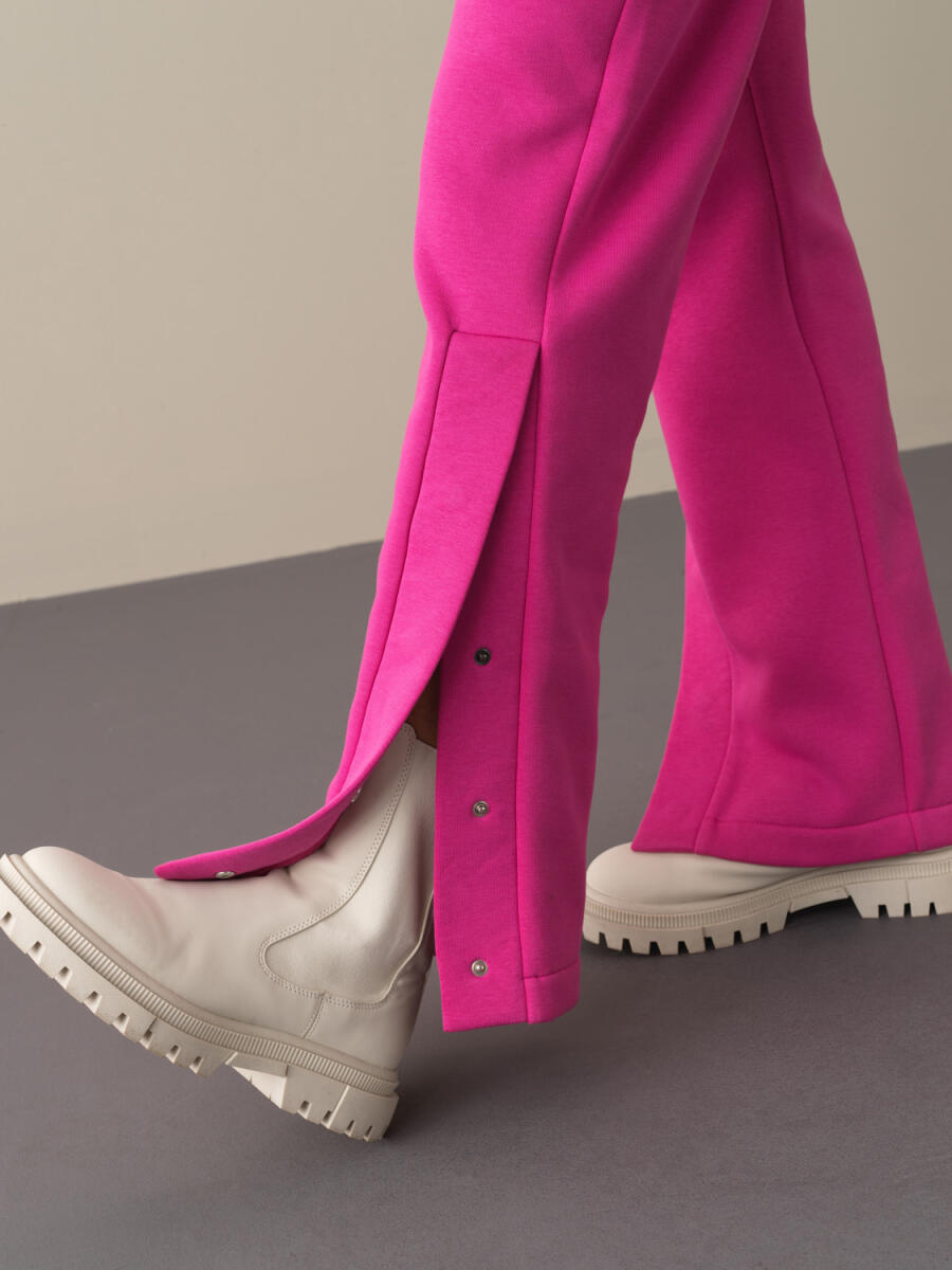 Fuşya Pamuk Dokulu Regular Fit Sweat Pantolon - 3