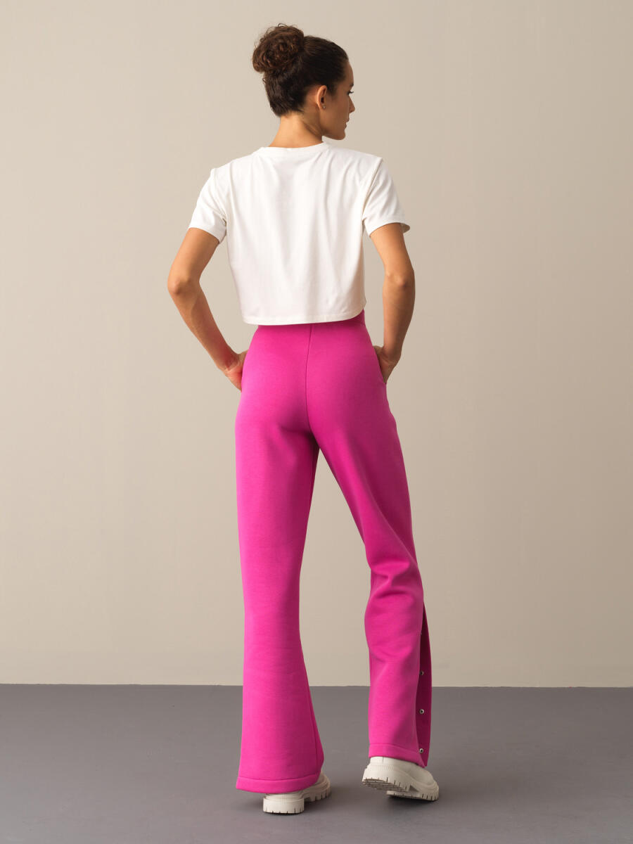 Fuşya Pamuk Dokulu Regular Fit Sweat Pantolon - 4