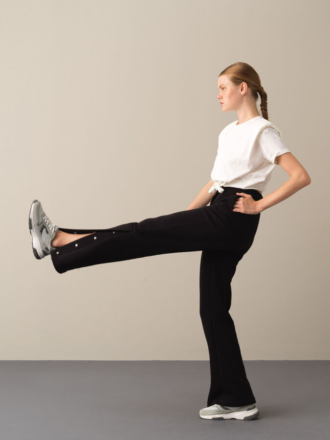 Siyah Regular Fit Pamuklu Sweat Pantolon - 3