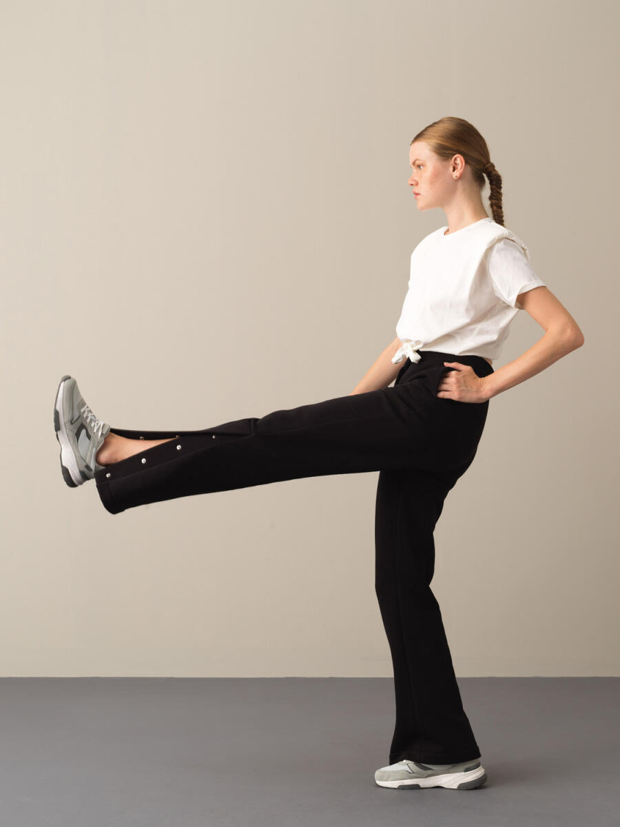Siyah Regular Fit Pamuklu Sweat Pantolon - 3