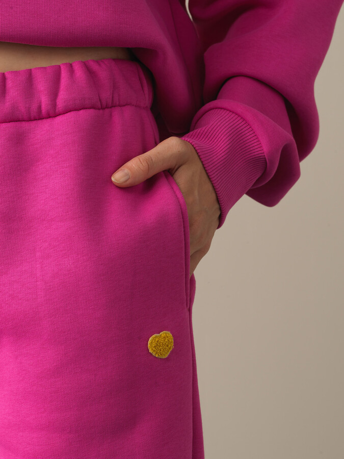 Fuşya Pamuk Dokulu Sweat Pantolon - Xint