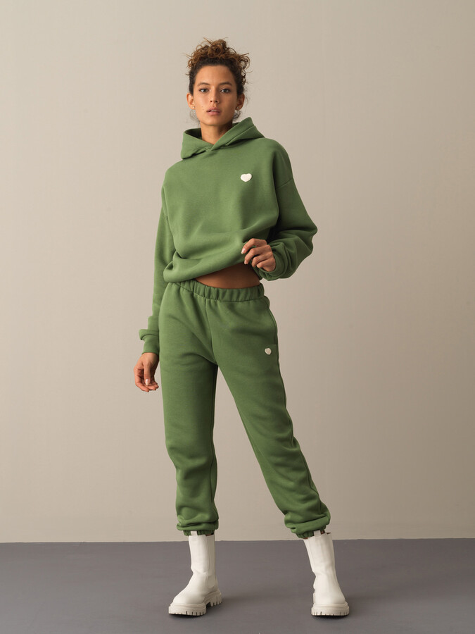 Yeşil Pamuk Dokulu Sweat Pantolon - Xint