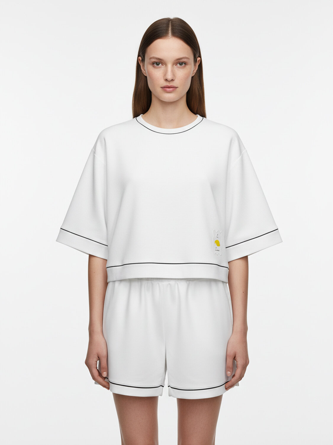 Beyaz Pamuk Dokulu Oversize Sweatshirt