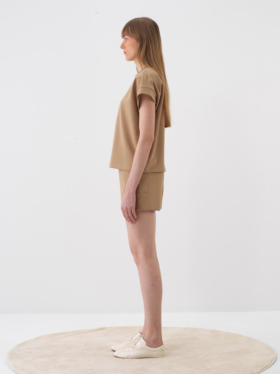 Camel Pamuk Dokulu Oversize Sweatshirt - 3