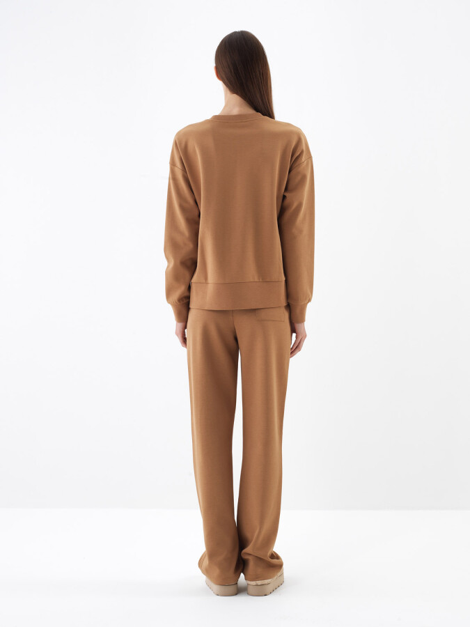Camel Pamuk Dokulu Oversize Sweatshirt - Xint