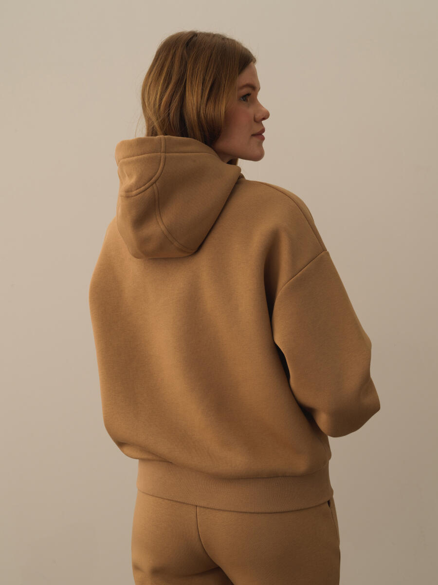Camel Pamuk Dokulu Oversize Sweatshirt - 3