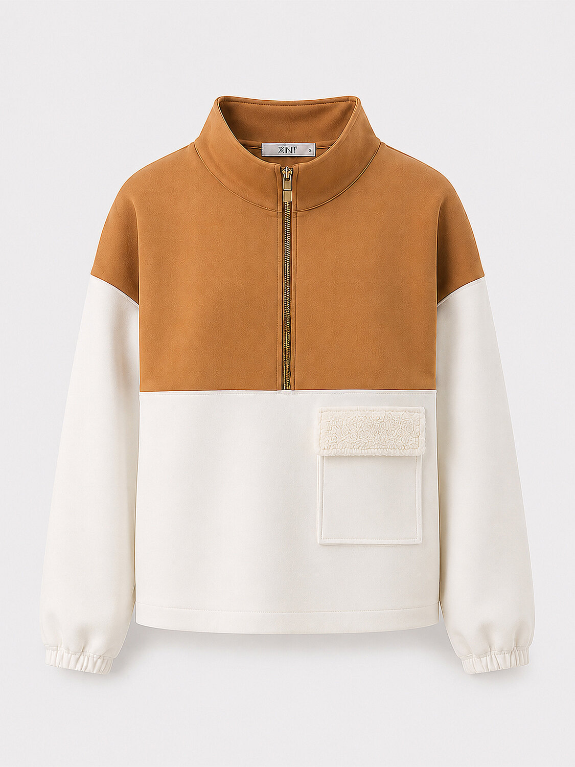 Ekru Pamuk Dokulu Oversize Sweatshirt - 6