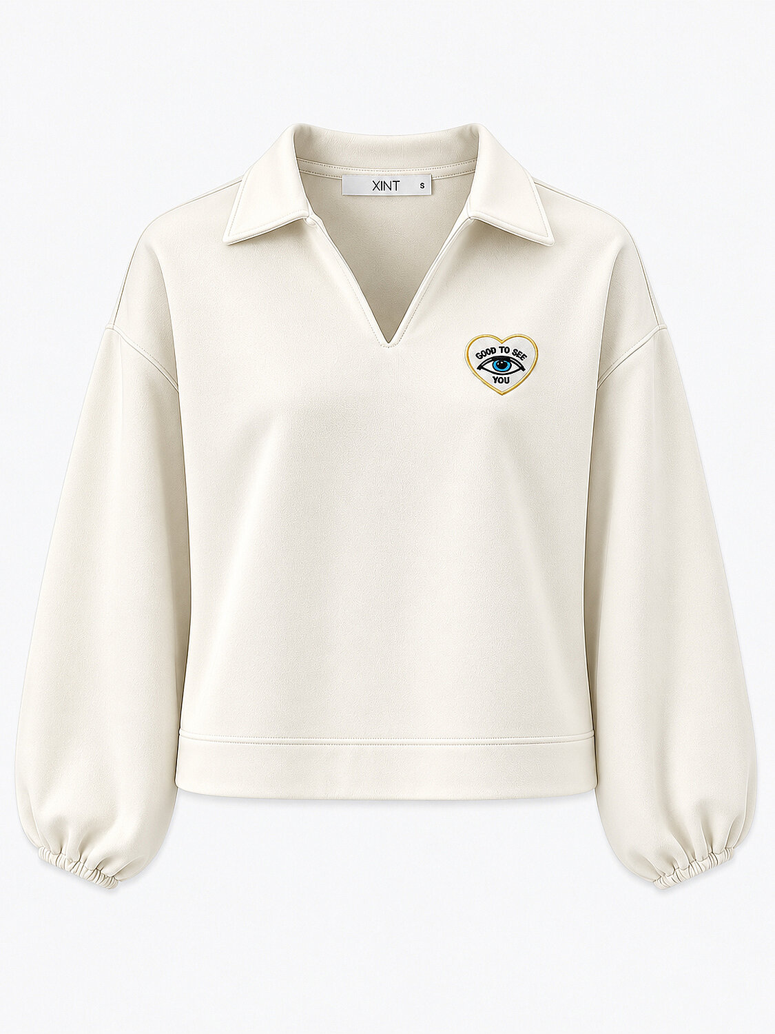 Ekru Pamuk Dokulu Oversize Sweatshirt - 3