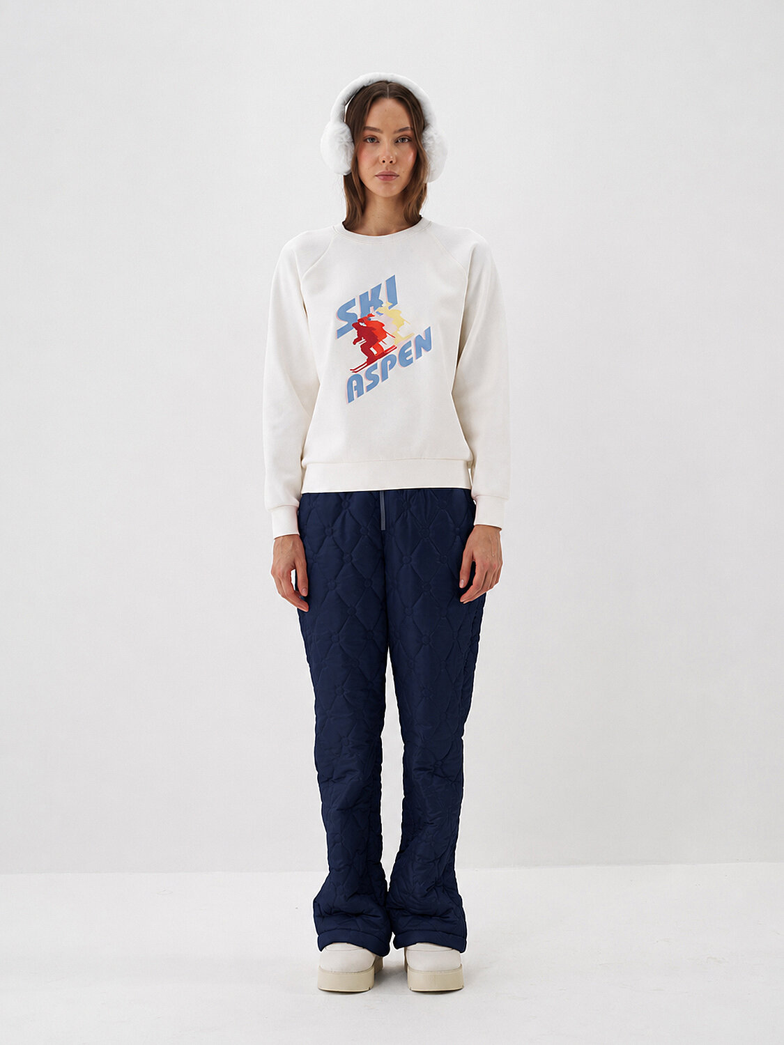 Ekru Pamuk Dokulu Regular Fit Sweatshirt