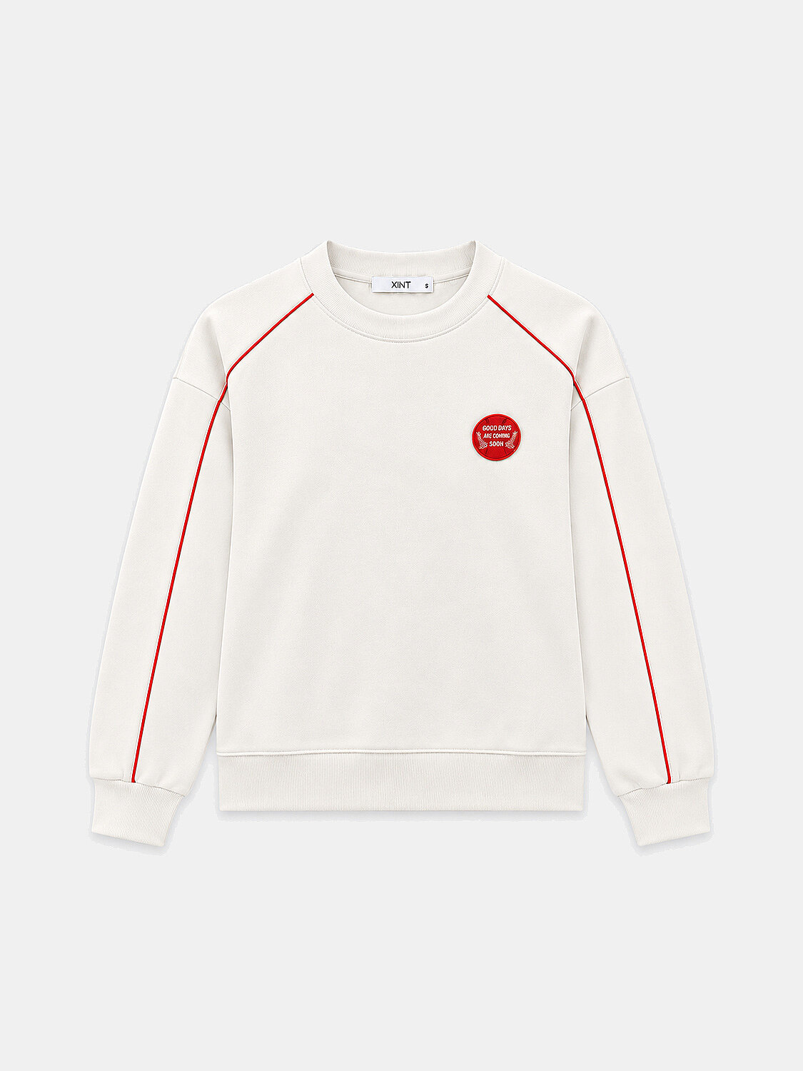 Ekru Regular Fit Bisiklet Yaka Pamuklu Sweatshirt - 1