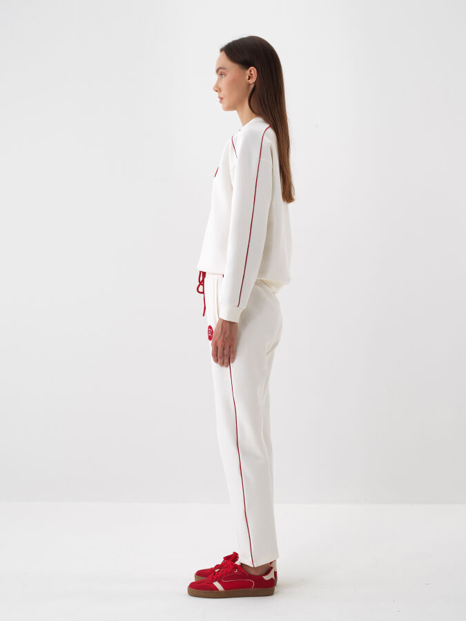 Ekru Pamuk Dokulu Regular Fit Sweatshirt - Xint