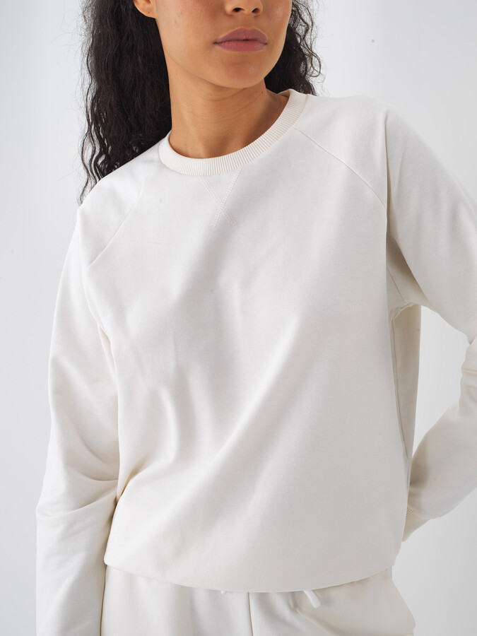 Ekru Pamuk Dokulu Regular Fit Sweatshirt - 3
