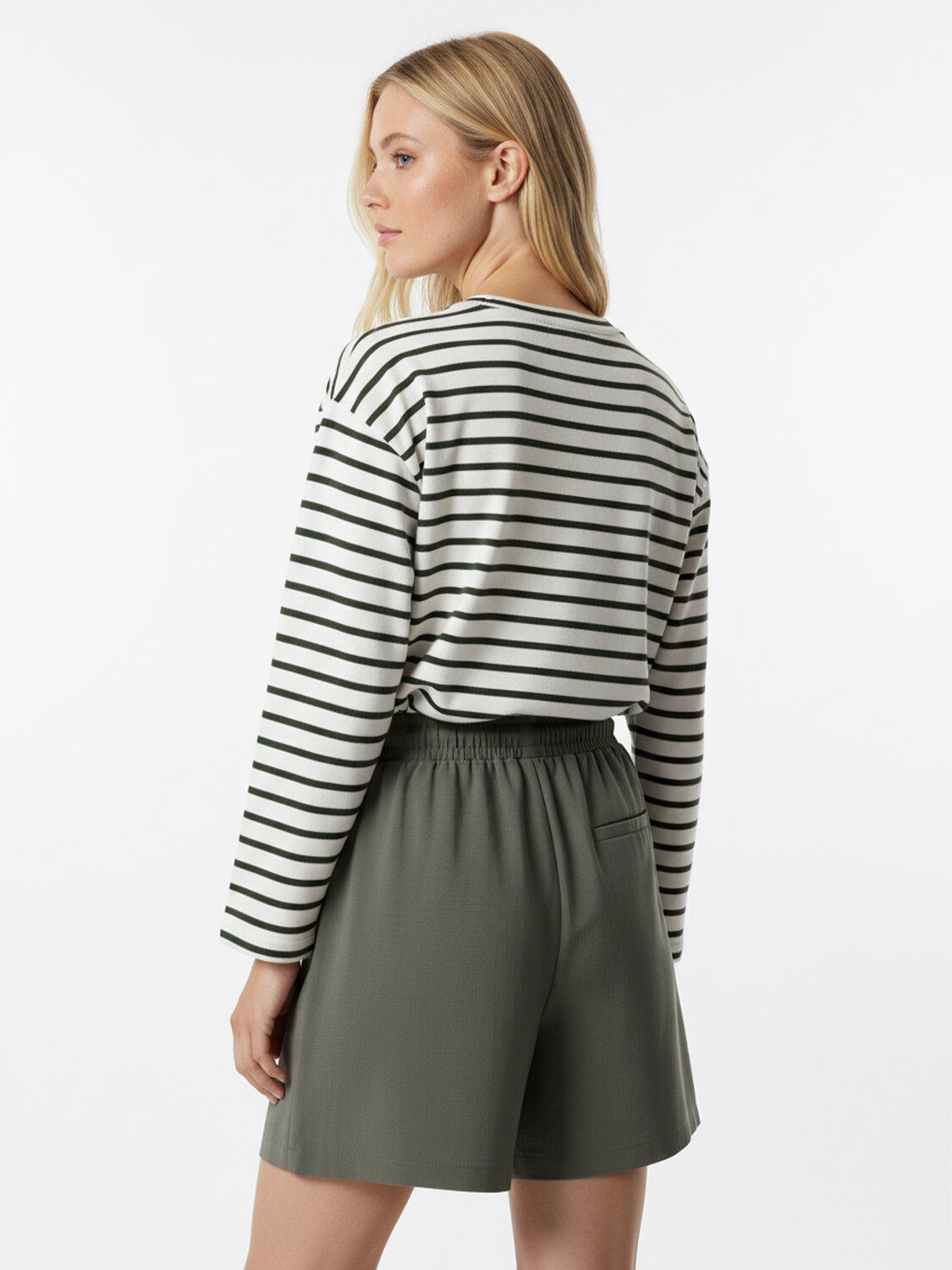 Haki Pamuk Dokulu Oversize Sweatshirt - 3