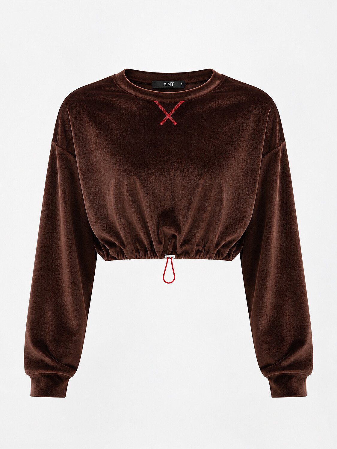 Kahverengi Lüks Dokulu Soft Kadife Oversize Sweatshirt - 6