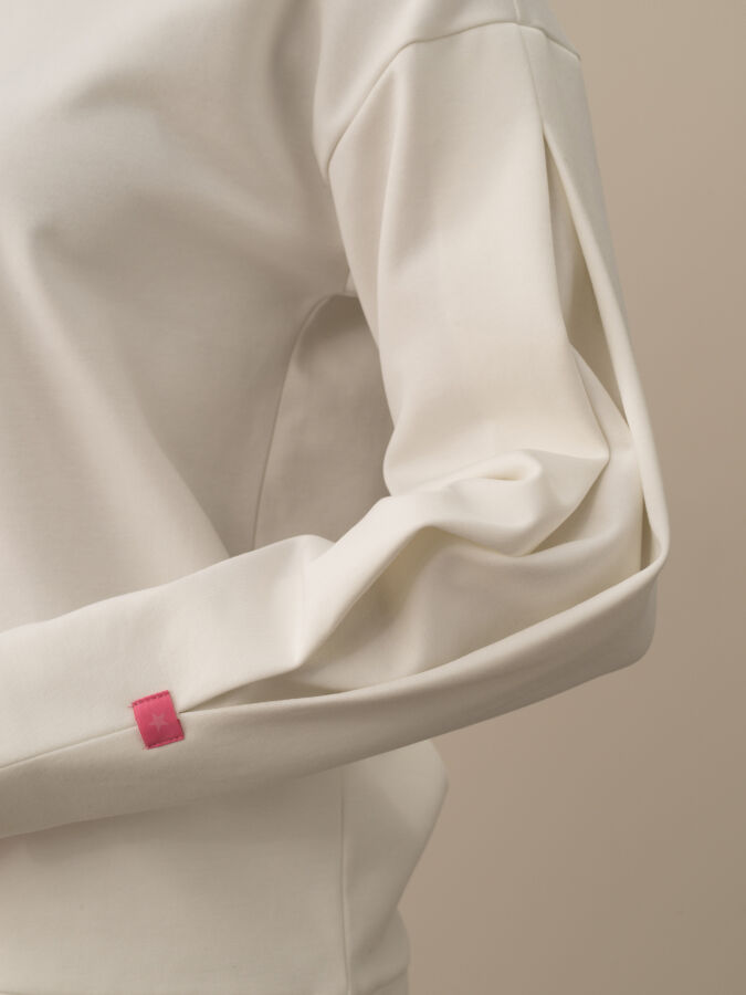 Kırık Beyaz Pamuk Dokulu Oversize Sweatshirt - Xint