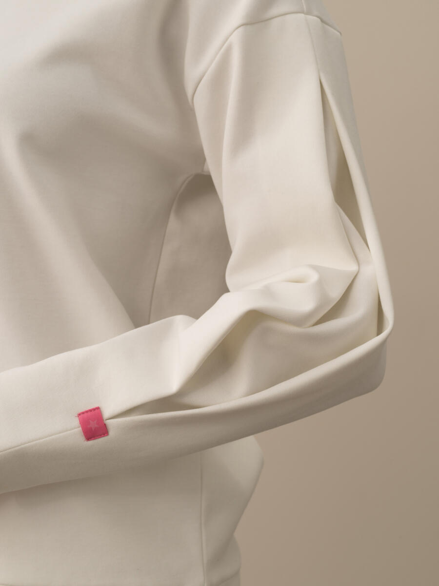 Kırık Beyaz Pamuk Dokulu Oversize Sweatshirt - 3