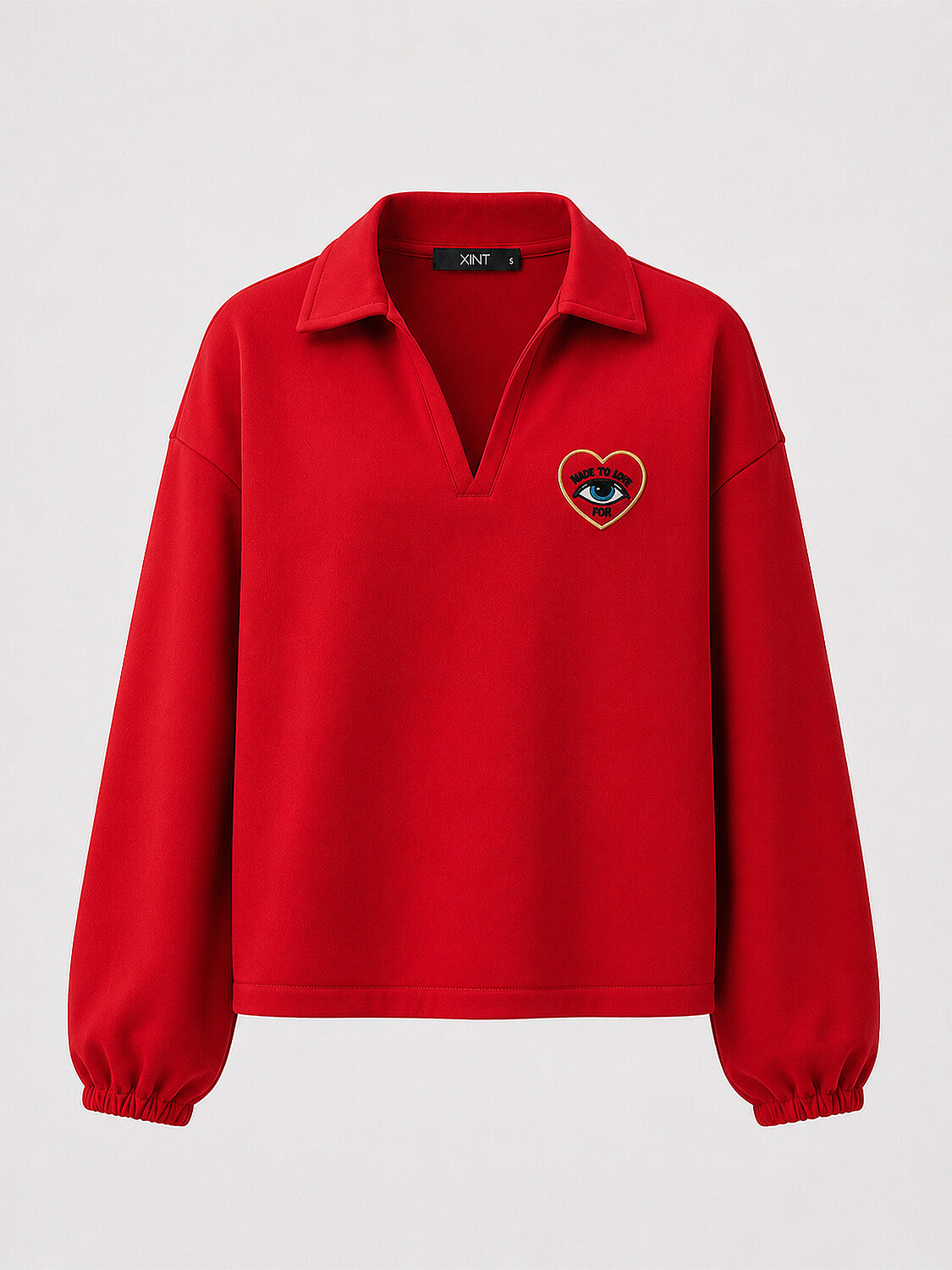 Kırmızı Pamuk Dokulu Oversize Sweatshirt - 5