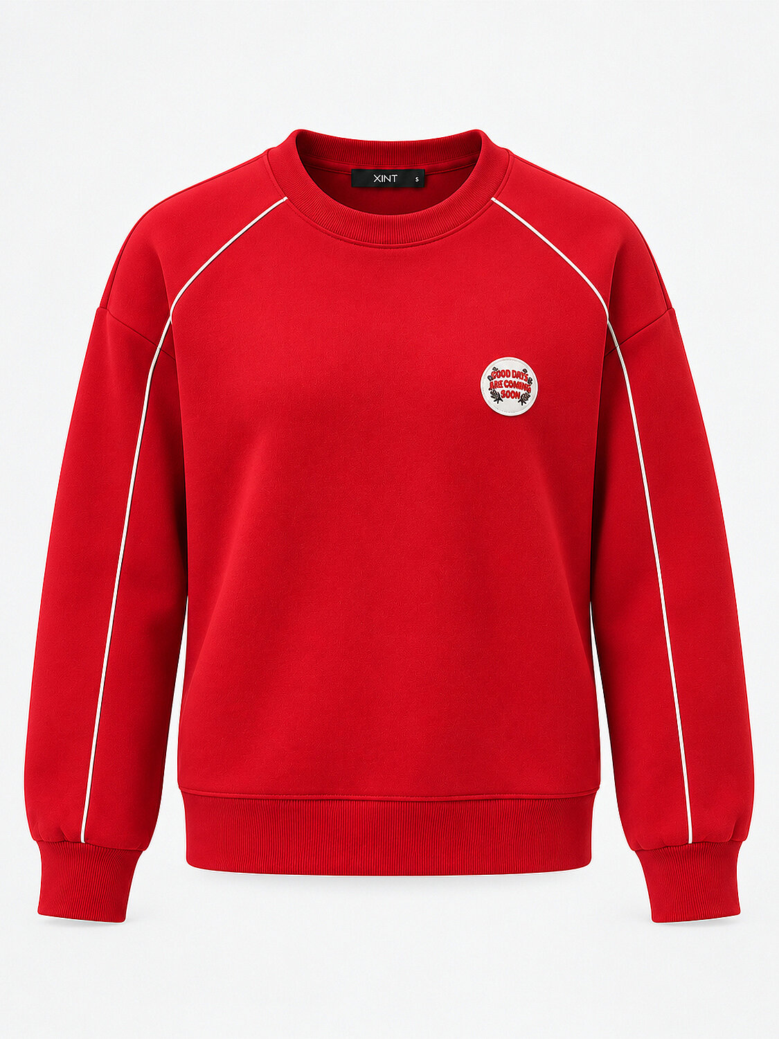 Kırmızı Pamuk Dokulu Regular Fit Sweatshirt - 5