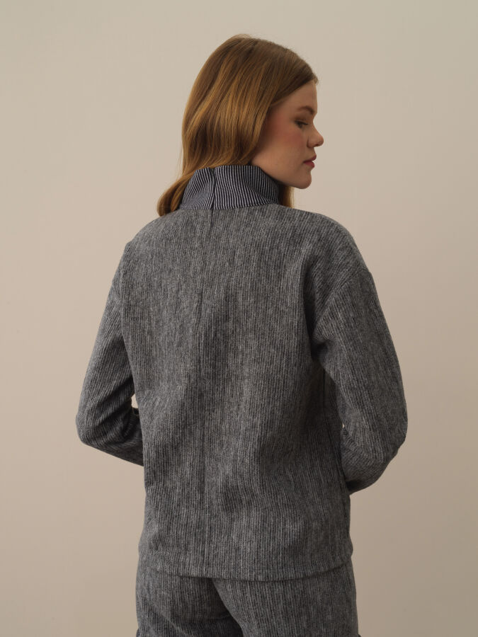 Koyu Gri Pamuk Dokulu Oversize Sweatshirt - Xint