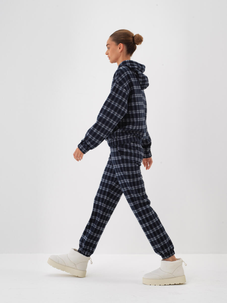 Lacivert Esnek Dokulu Oversize Sweatshirt - 3