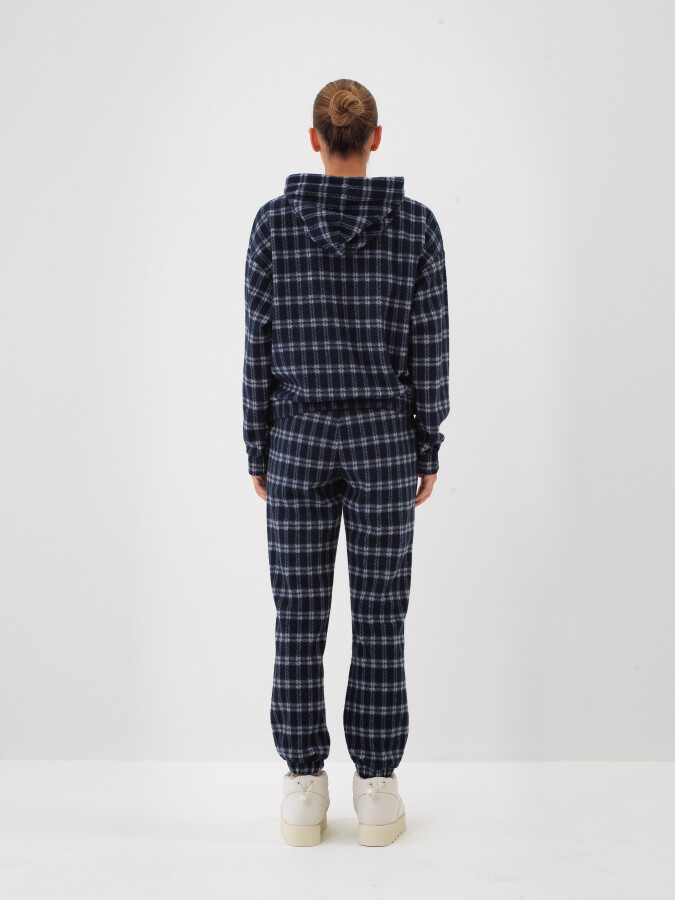 Lacivert Esnek Dokulu Oversize Sweatshirt - Xint