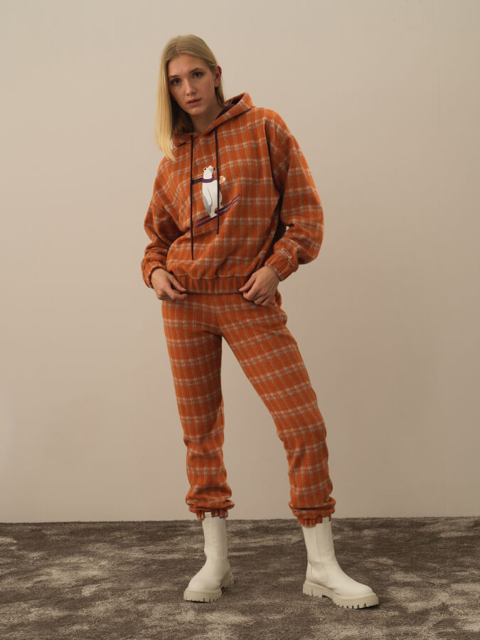 Oranj Esnek Dokulu Oversize Sweatshirt - Xint