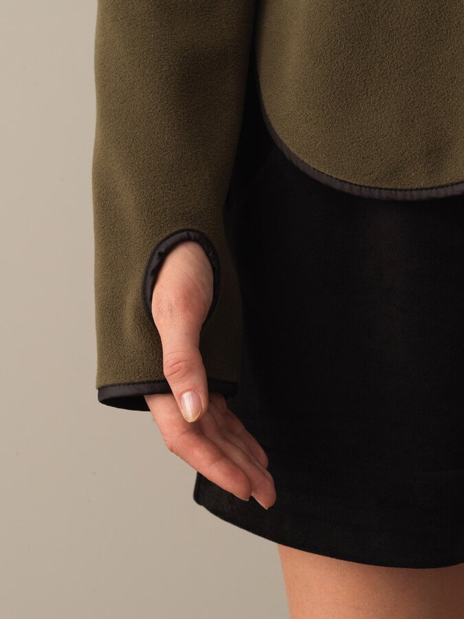 Haki Oversize Kapüşonlu Polar Sweatshirt - 3
